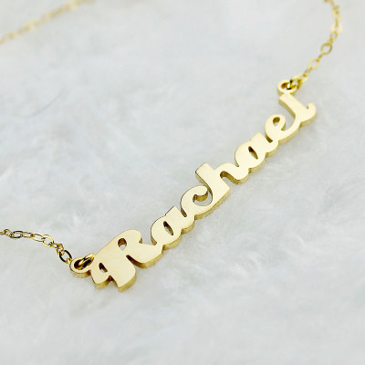 Personalised 18ct Solid Gold Puff Font Name Necklace - AMAZINGNECKLACE.COM