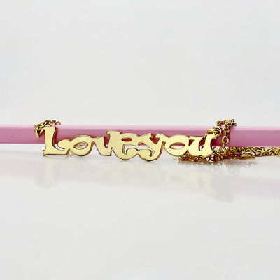 Cute Cartoon Ravie Font 18ct Gold Plated Name Personalised Necklace - AMAZINGNECKLACE.COM