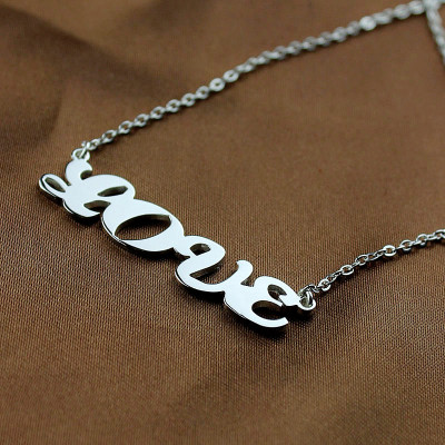 18ct White Gold Plated Capital Puff Font Name Personalised Necklace - AMAZINGNECKLACE.COM
