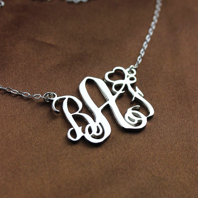 Personalised Initial Monogram Necklace 18ct White Gold Plated With Heart - AMAZINGNECKLACE.COM