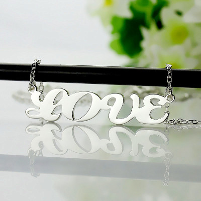 18ct White Gold Plated Capital Puff Font Name Personalised Necklace - AMAZINGNECKLACE.COM