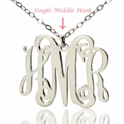 Alexis Bellino Style Monogram Personalised Necklace Solid White Gold 18ct - AMAZINGNECKLACE.COM