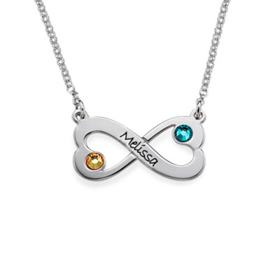 Infinity Heart Personalised Necklace with Engraving - AMAZINGNECKLACE.COM