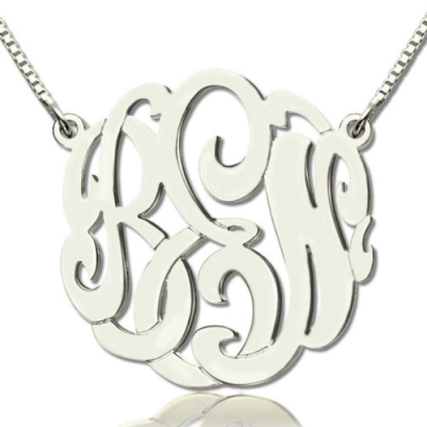 Custom Large Monogram Personalised Necklace Hand-painted Sterling Silver - AMAZINGNECKLACE.COM