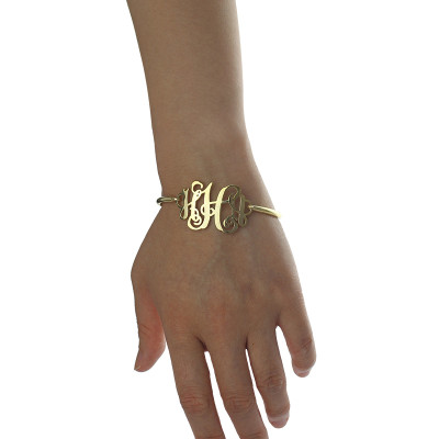 18ct Gold Plated Monogram Initial Personalised Bracelet 1.25 Inch - AMAZINGNECKLACE.COM