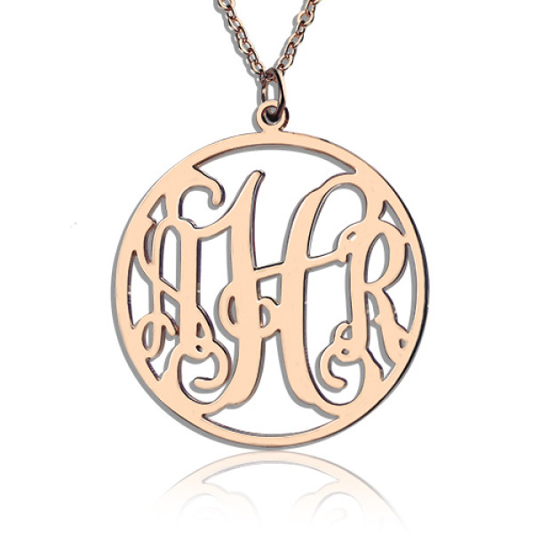 Circle Initial Monogram Personalised Necklace Rose Gold Plated - AMAZINGNECKLACE.COM