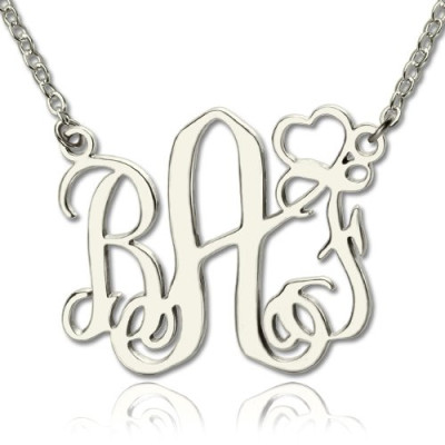 Personalised Initial Monogram Necklace With Heart Srerling Silver - AMAZINGNECKLACE.COM