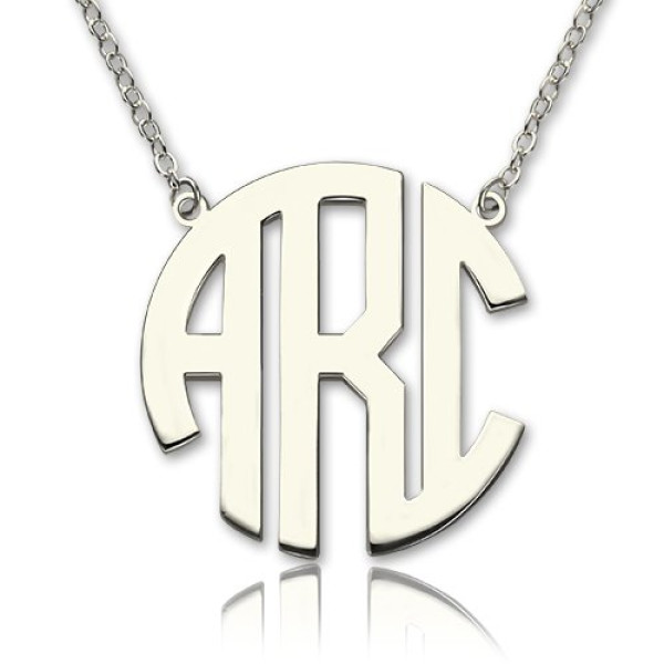 Sterling Silver Block Monogram Pendant Personalised Necklace - AMAZINGNECKLACE.COM