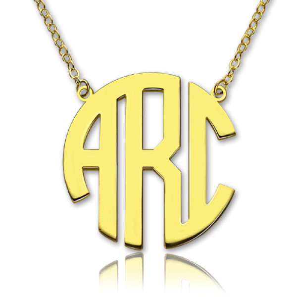 Solid Gold 18ct Initial Block Monogram Pendant Personalised Necklace - AMAZINGNECKLACE.COM