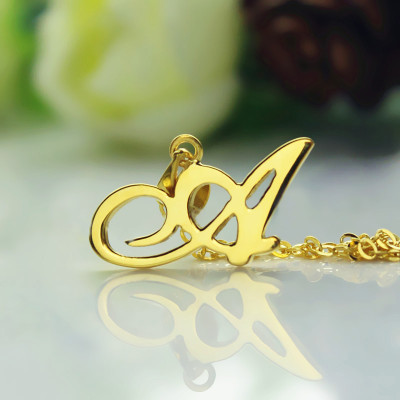 18ct Gold Plated Christina Applegate Initial Personalised Necklace - AMAZINGNECKLACE.COM
