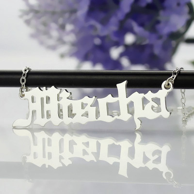 Old English Name Personalised Necklace Sterling Silver - AMAZINGNECKLACE.COM