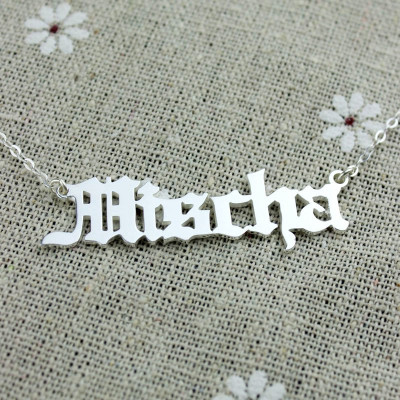 Old English Name Personalised Necklace Sterling Silver - AMAZINGNECKLACE.COM