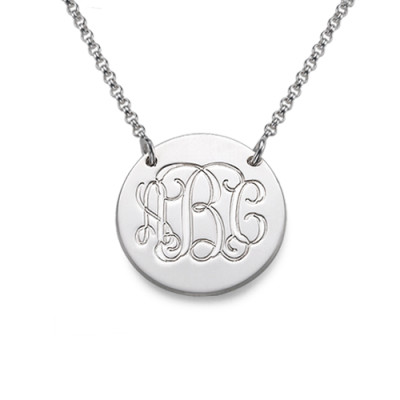 Monogram Disc Personalised Necklace in Sterling Silver - AMAZINGNECKLACE.COM