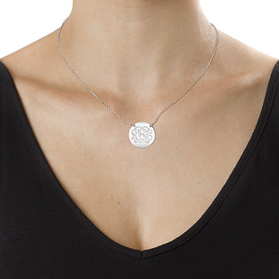Monogram Disc Personalised Necklace in Sterling Silver - AMAZINGNECKLACE.COM