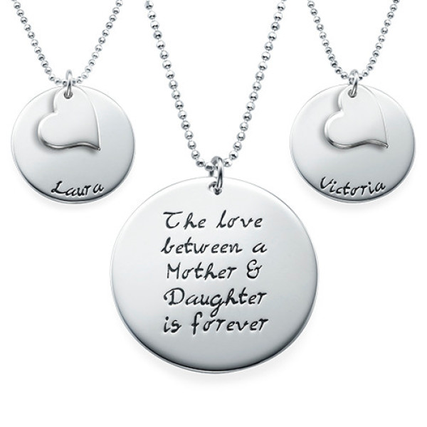 Mother Daughter Gift - Set of Three Engraved Personalised Necklaces - AMAZINGNECKLACE.COM