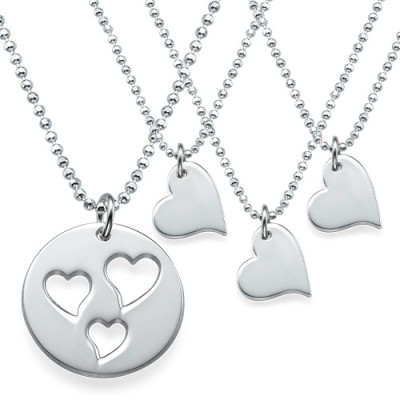 Mother and Daughter Cut Out Heart Personalised Necklace Set - AMAZINGNECKLACE.COM