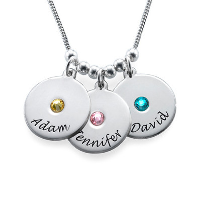 Mother's Disc and Birthstone Personalised Necklace  - AMAZINGNECKLACE.COM