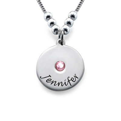 Mother's Disc and Birthstone Personalised Necklace  - AMAZINGNECKLACE.COM