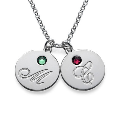 Multiple Initial Pendant Personalised Necklace with Birthstones  - AMAZINGNECKLACE.COM