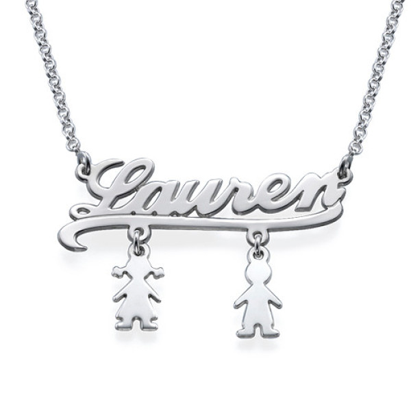 Mummy Name Personalised Necklace with Kids Charms - AMAZINGNECKLACE.COM