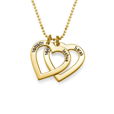 18k Gold Plated 0.925 Silver Engraved Personalised Necklace - Heart - AMAZINGNECKLACE.COM