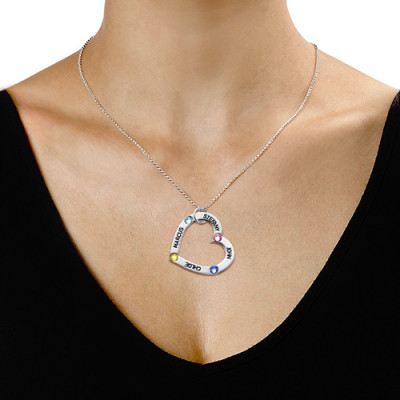 Mum's Birthstone Heart Personalised Necklace  - AMAZINGNECKLACE.COM