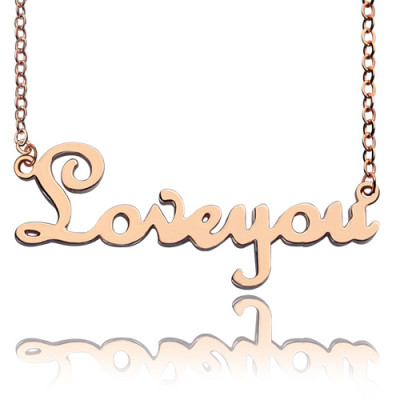 Personalised Solid Rose Gold French Font I Love You Name Necklace - AMAZINGNECKLACE.COM