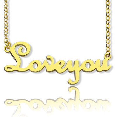 Personalised 18ct Gold Plated French Font I Love You Name Necklace - AMAZINGNECKLACE.COM