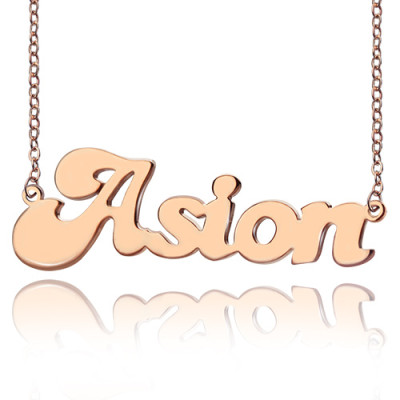 Personalised 18ct Rose Gold Plated BANANA Font Style Name Necklace - AMAZINGNECKLACE.COM