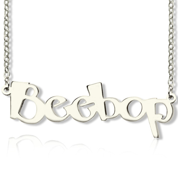 Solid White Gold Personalised Beetle font Letter Name Necklace - AMAZINGNECKLACE.COM