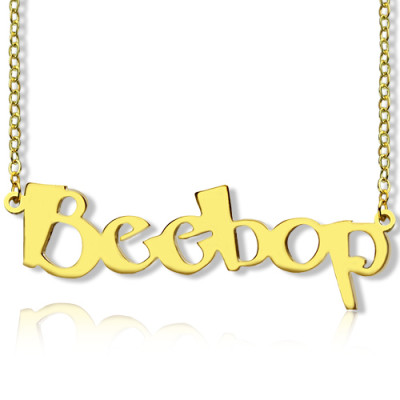 Solid Gold 18ct Personalised Beetle font Letter Name Necklace - AMAZINGNECKLACE.COM