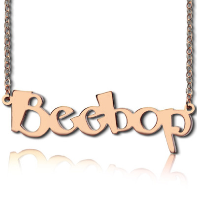 Solid Rose Gold Personalised Beetle font Letter Name Necklace - AMAZINGNECKLACE.COM