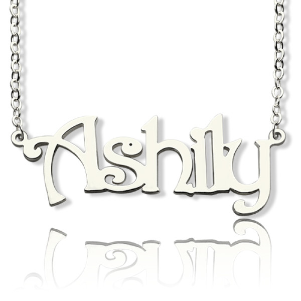 925 Sterling Silver Harrington Font Name Personalised Necklace - AMAZINGNECKLACE.COM
