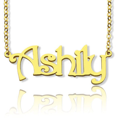 Solid Gold Harrington Font Name Personalised Necklace-18ct Gold Plated - AMAZINGNECKLACE.COM