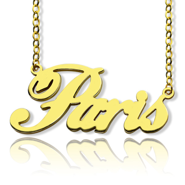 Paris Hilton Style Name Personalised Necklace 18ct Solid Gold - AMAZINGNECKLACE.COM