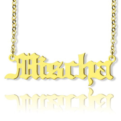 Old English Name Personalised Necklace 18ct Gold Plated - AMAZINGNECKLACE.COM