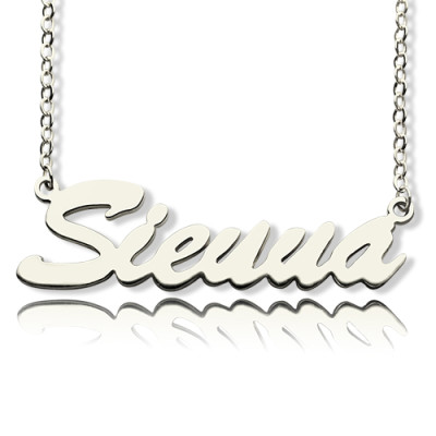 Solid White Gold Sienna Style Name Personalised Necklace - AMAZINGNECKLACE.COM