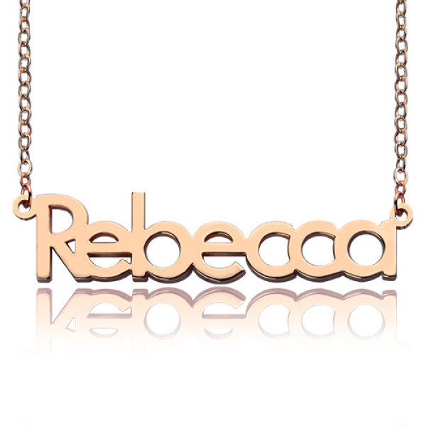 18ct Rose Gold Plated Rebecca Style Name Personalised Necklace - AMAZINGNECKLACE.COM