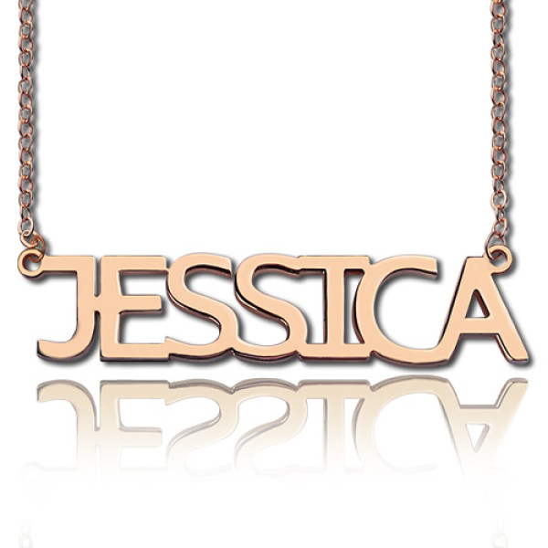 Solid Rose Gold Plated Jessica Style Name Personalised Necklace - AMAZINGNECKLACE.COM