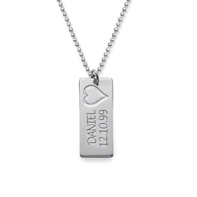 Name Bar Personalised Necklace in Silver - AMAZINGNECKLACE.COM