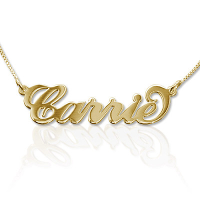 18ct Gold-Plated Silver Carrie Name Personalised Necklace - AMAZINGNECKLACE.COM