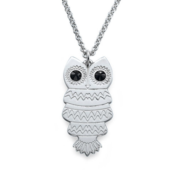 Owl Personalised Necklace with Back Engraving - AMAZINGNECKLACE.COM