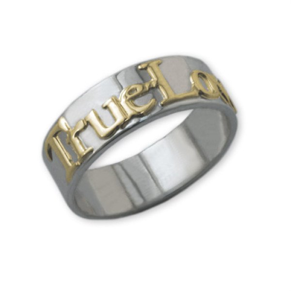 Personalised Promise Ring in 18ct Gold and Silver - AMAZINGNECKLACE.COM