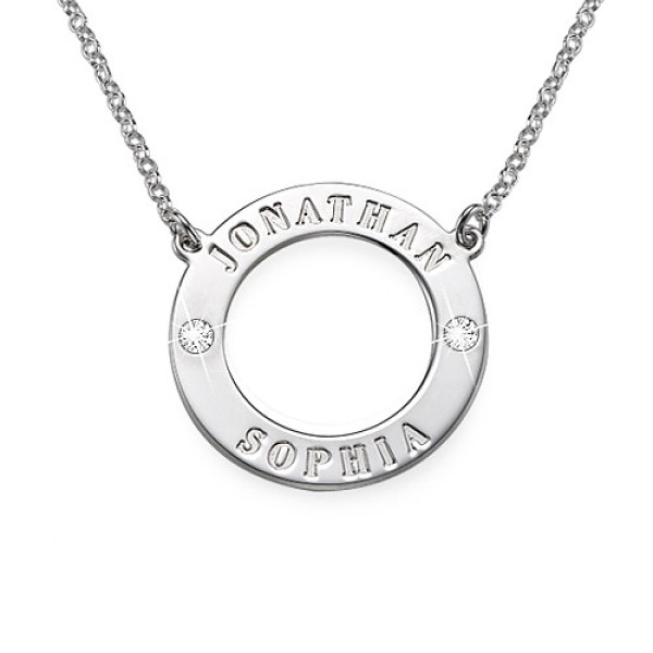 Personalised Silver Karma Necklace with Swarovski - AMAZINGNECKLACE.COM
