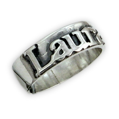 Personalised Silver on Silver Name Ring - AMAZINGNECKLACE.COM