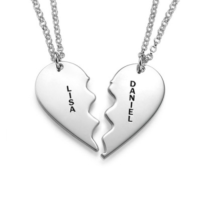 Personalised Silver Breakable Heart Necklaces - AMAZINGNECKLACE.COM