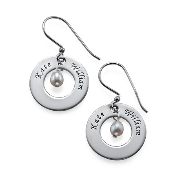 Personalised Earrings with Two Names  Birthstone  - AMAZINGNECKLACE.COM