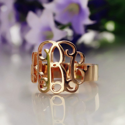 Personalised Rose Gold Monogram Ring - AMAZINGNECKLACE.COM
