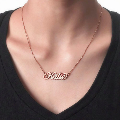 Rose Gold Plated Silver Swarovski Personalised Necklace - AMAZINGNECKLACE.COM