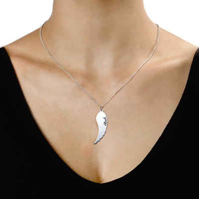 Set of Two Sterling Silver Angel Wings Personalised Necklace - AMAZINGNECKLACE.COM